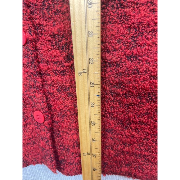DONCASTER Women's Red Textured Merino Wool Blend Button Front Cardigan Sweater L - Picture 4 of 9